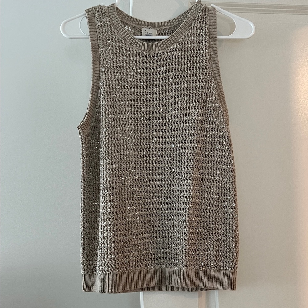 A New Day Beige Knit Sequin Sweater